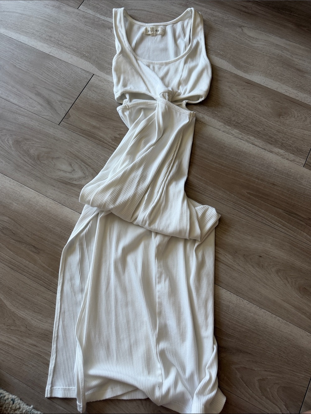 LSPACE Skyler Dress in Cream White Ribbed Cutout Maxi Dress - White